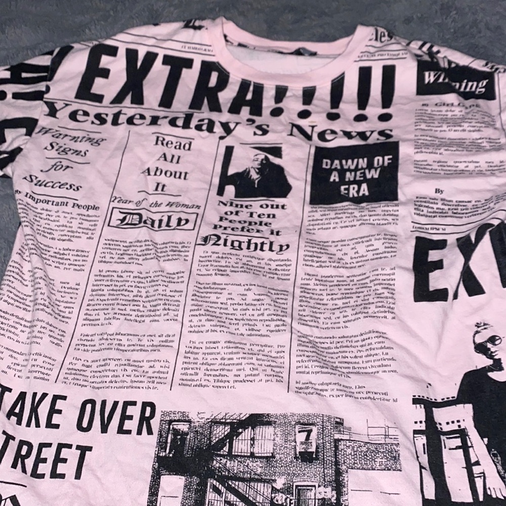 pink newspaper tee